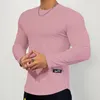 Herr t skjortor mode långärmad t-shirt män casual mager tees gym fitness bodybuilding träning slim fit tee tops manlig körträning