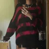 Maglioni femminili in stile punk y2k da donna a maglia a maniche lunghe maglieria retrò pullover larghi anni 2000 graphic vintage