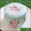 Gift Wrap Portable Drum Shaped Tin Boxes Flower Tea Container Cans Candy Cookie Box For Party Gifts Package Drop Delivery Home Garde Dhaqb