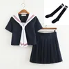 Kleidungssets Navy Seifuku Japanische Schuluniformen Bequeme Baumwolle Matrosenuniform Schulmädchen Abschluss Outfit Tops Krawatte Faltenrock Se