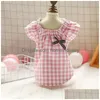 Dog Apparel Spring And Summer Thin Plaid Shirt Pet Puppy Dogss Teddy Cat Bichon Clothes Schnauzer Pomeranian Poodle Small Dogs Drop Dhawn