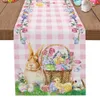 Table Runner Easter Rabbit Egg Duck Linen Table Runner Wedding Decoration Blowout Proof Rectangular Table Runner Decoration 230329