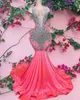 Arabski aso ebi różowy syrena sukienka na bal