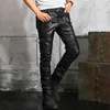 Jeans pour hommes pantalons en cuir hommes moto noir hommes pantalons mode PU équitation étanche moteur motard mâle rue grande taille 230330