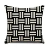 Oreiller 1 pièces noir blanc géométrique ligne impression coton lin couverture jeter voiture décoration de la maison canapé-lit taie d'oreiller décorative