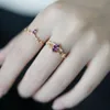 Bröllopsringar Vintage Court Style Amethyst Romantic Silver Set Diamond Stapled Ladies Ring Opening Justerbara Sweet Luxury Jewelry 230330