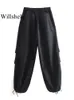 Women's Pants s Willshela Women Fashion Parachute Cargo Vintage Jogging Trousers High Elastic Waist Female Chic Lady Boot Cut 230330