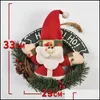 Christmas Decorations Rattan Wooden Wreath Doll Door Hanging Decoration Garland Santa Snowman Elk Decor Drop Delivery Home Garden Fe Dhhsu