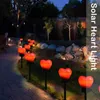 Solar Outdoor Love Heart Lights Röd Vattentät stav Garden Landscape Lamp för alla hjärtans dag Yard Lawn Decor