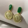 Dangle & Chandelier Trendy New Design Green Hairball Drop Earring Simple Party Gift for Women Rhinestone Jewelry Pendientes