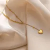 Choker köp trendig guldfärg 316L rostfritt stålkedjan halsband för kvinnor hjärta palm hängande fest smycken gåva