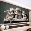 Wallpapers European Style 3D Stereo Gips Angel Figuur Muurwandeling Wandpaper Woonkamer Art Home Decor Zelfklevende waterdichte wandpapier