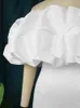 Robes grande taille grande robe de soirée tube haut épaule blanche plis sans manches robe de soirée robe de soirée de mariage automne robe d'anniversaire 230330