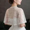 Scarves Womens Bridal Wedding Floral Lace Wrap Shawl Perspective Embroidery Prom Bolero Shrug Rhinestone Buckle Open Front Stole Cape