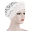 Beanies Beanie/Skull Caps Flat Forehead Sequin Braid Hat Hedging Cap Baotou Muslim Turban Shiny Solid Hijab Head Scarf