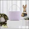 Altre forniture per feste festive New Easter Candy Basket Seersucker Stripe Bucket Easter Eggs Storage Bag Mtipurpose Home Clothes Bas Dhykh