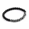Strand Natural Bright Black Onyx 6mm Bracelet Men Charm Bead Bracelets & Bangles Hematite Braclets For Women Jewelry