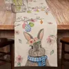 Tafelloper Lovely Easter Rabbit Table Running Peach Blossom Seizoensgebonden Lentetafel Decoratie Pasen Theme Party Diner 230329