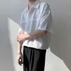 Męskie koszule krótkie koszule z krótkim rękawem Mężczyźni Solidne proste lato nowe luźne pary college'u Casual Korean Style Design Tops popularne W0328