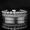 Bracelets porte-bonheur Puissant Lion Grand Trou Perles Bracelet Tressé Bracelets Tissés En Acier Inoxydable Hommes Femmes Ensemble Cadeau De Vacances Décor Accessoires