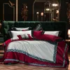 Sängkläder sätter lyxigt chic broderi lapptäcke satin täcke täcke set high-end 4/6/10sts lakan sängöverdragskudde