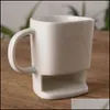 Mugs 250Ml Ceramic Coffee Cup Side Cookie Biscuit Pocket Holder Milk Juice Lemon Drinkware For Friend Birthday Gift Drop Delivery Ho Dhbtu