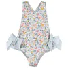 OnePieces Girls Swimwear Amoi Girls Fashion Nylon Baby Sling Blue Pink Print Cute Beach Swimwear 2Y6Y 230329