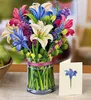 5PC Greeting Cards Pop-Up Flower Bouquet Excellent Paper 3D Lilies for Mothers Day Gifts Y2303