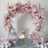 Decorative Flowers Pink Rose Floral Row Wedding Backdrop Flower Stand Arrangement Decor Arch Frame Event Party Prop Floor Window Display