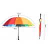 Parasol moda Rainbow Large 16k Windproof długa rączka prosta parasol golfowy parasol damski 230330