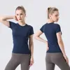 Roupas esportivas femininas Align Yoga manga curta sólida nude para esportes fitness soltas jogging 1.0 2.0 Camiseta feminina de alta qualidade