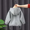 Jackets Spring Autumn Fashion Embossing Drawstring Baby Boys Hoodie Half Zip Hooded Kids Sweatshirt 1 9 Years 230329