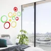 Adesivos de parede 5pcs círculos internos decoração estéreo removível 3d art tv decalques redondos de acrílico mural