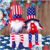 Party Gunst American Independence Day Gnome Red Blue Handmade Patriotic Dwarf Doll Kids 4th of JY Gift Home Decoration Drop Delivery Dhxmh