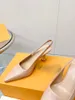 2023 fashion Women Shoes Pumps High Heels Sexy Pointed Toe Pearl Mules Slingback Runway Spell Color Wedding Party -045