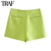 Women's Shorts TRAF Women's Summer Apparel White Asymmetric Tights Fashion Women's Side Zipper High Waist Wide Leg Shorts 230330