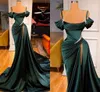 Prom Party Gown Mermaid Evening Dresses Off-Shoulder Spaghetti Floor-Length Sweep Train Beaded Crystal Satin long Thigh-High Slits Sexy