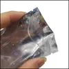 Paket Torbaları Yıldız Lazer Gıda Paketi Çanta Yeniden Yerleştirilebilir Koku Dövme Folyo Teseni Düz Mylar Holografik Renk Glitter Damla Teslimat O DHXNY