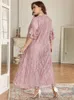 Vestidos de tamanho grande Toleen Mulheres tamanho maxi grande verão rosa designer de luxo elegante abayas longa muçulmana para festas de festa 230330