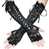 Five Fingers Gloves Satin Opera Evening Party Prom Costume Long Black Lace Tie Sexy Half Finger Nightclub