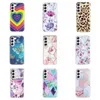 Étuis IMD en TPU souple en marbre laser pour Samsung S23 Ultra A54 A34 A24 A14 Iphone 14 Pro Max 14 Plus Luxe Coeur Fleur Géométrie Hybride Papillon Couverture Métallique Chromée