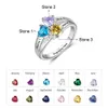 Solitaire Ring JewelOra Personlig Silverfärg Graverad Namn Koppar för kvinnor Anpassade 3 Hjärta Birthstones Bröllopspresent Mamma Y2303