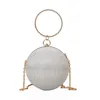 Kvällspåsar Cirkulär ring Portable Metal Sliver Round Ball Handväskor för läppstift Elegant Luxury Clutch Purse Wedding Walls 230329