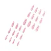 Fałszywe paznokcie 3D Fałszywy zestaw naciśnięcie na sztuczne engles długie francuskie końcówki trumny Rose białe linie fali dsigns nagie manicure
