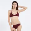 Women's Swimwear Sexy Female Retro Swimsuit Wine Red Two Piece Low Waist Push Up Padded Women Bikini Swimming Sets Beach Wear