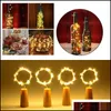 Andra evenemangsfestleveranser 10 LED 8 Solar Wine Bottle Stopper Copper Glow Cork Shaped String Light Night Fairy Drop Delivery Home Dhjzv