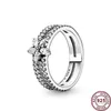 925 Silverkvinnor Fit Pandora Ring Original Heart Crown Fashion Rings utsökta kronor Earth Heart-Shaped Women