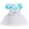 Abiti per ragazze Estate Neonate Vestito Manica da volo Fiocco Abito da compleanno Tulle Figura Principessa nata Compleanno Baby Barbecue Dress 230329