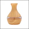 Otro hogar Jardín Grano de madera Humidificador esencial Aroma Aceite Difusor USB Enchufe Aire Mini Luces LED Oficina Drop Entrega DHHF3