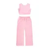 16132 Zomer Kids Girls kleding Set Mouwloze vest Crop top met broek Chlildren Girl 2pcs Causale outfits Sets